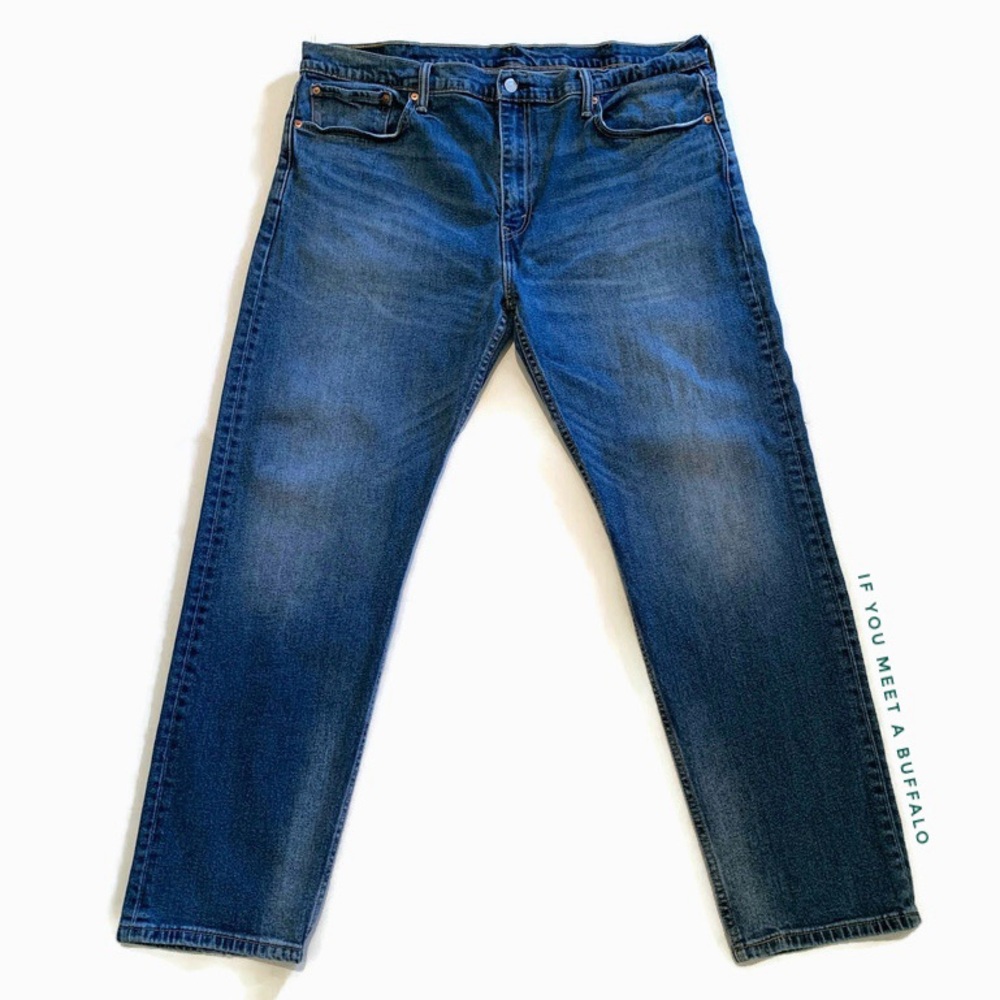 Levi's 502 Mens 40x32 Taper Flex Jeans Medium Wash Distressed Stretch
